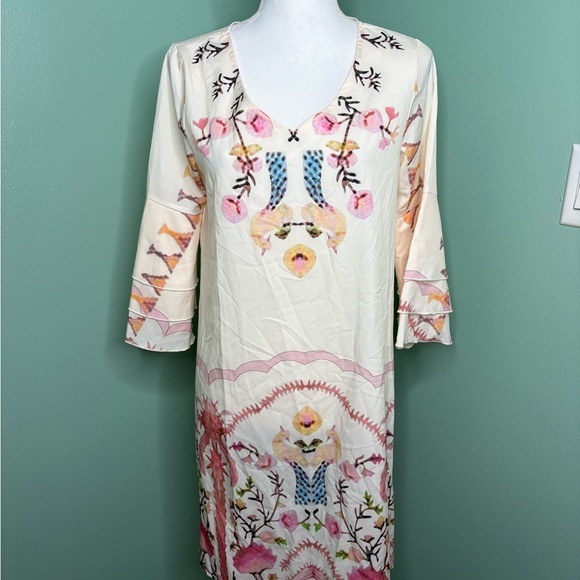 Dresses & Skirts - Floral Embroidered Cream Dress small boho resort vacation spring summer